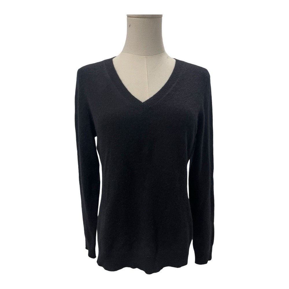 Charter Club Luxury V-Neck Sweater Women Black V-Neck 100%‎ Cashmere Knit Sz PM